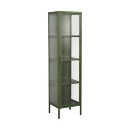 Sweeek - Sideboard, Steel And Tempered Glass Display Cabinet With 1 Door Green 40X35X160 Cm - Arkansas - thumbnail 2