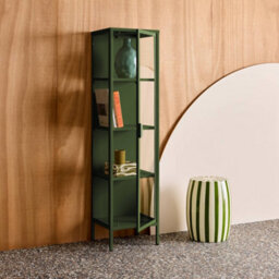 Sweeek - Sideboard, Steel And Tempered Glass Display Cabinet With 1 Door Green 40X35X160 Cm - Arkansas - thumbnail 7