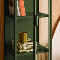 Sweeek - Sideboard, Steel And Tempered Glass Display Cabinet With 1 Door Green 40X35X160 Cm - Arkansas - thumbnail 8