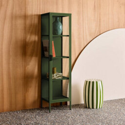 Sweeek - Sideboard, Steel And Tempered Glass Display Cabinet With 1 Door Green 40X35X160 Cm - Arkansas - thumbnail 6