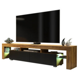 Tv Unit 200Cm Sideboard Cabinet Cupboard Tv Stand Living Room High Matt Doors - Oak & Black - thumbnail 3
