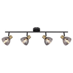 Luminosa Lighting Luminosa Jay Ceiling Spotlight Bar Black Glass Shade 4X E14 - thumbnail 3