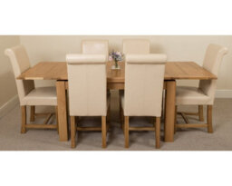 That's Furniture Richmond 140Cm - 220Cm Oak Extending Dining Table And 6 Chairs Dining Set With Washington Ivory Leather Chairs - thumbnail 2