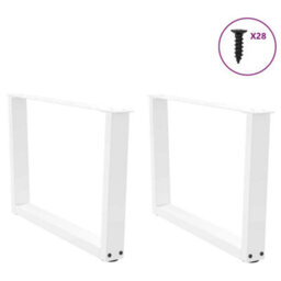 Berkfield Coffee Table Legs V-Shape 2 Pcs White 70X(42-43.3) Cm Steel - thumbnail 4