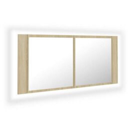 Berkfield Stylish Led Bathroom Mirror Cabinet Sonoma Oak 100X12X45 Cm