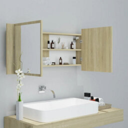 Berkfield Stylish Led Bathroom Mirror Cabinet Sonoma Oak 100X12X45 Cm - thumbnail 8