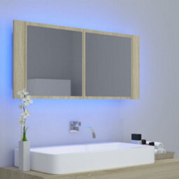 Berkfield Stylish Led Bathroom Mirror Cabinet Sonoma Oak 100X12X45 Cm - thumbnail 9