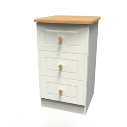 Lancaster 3 Drawer Bedside Cabinet In Cream & Oak (Ready Assembled) - thumbnail 5