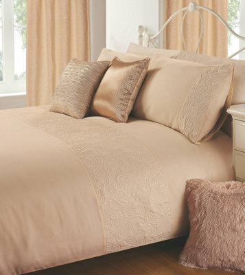 Intimates Premium Quality Pinsonic Geometric Duvet Cover & Pillowcase Set, Modern Bedding, Easy-Care & Wrinkle-Resistant - Latte