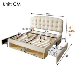 Double Velvet Storage Bed With Drawers & Adjustable Headboard - thumbnail 2