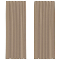 Berkfield Durable Voile Curtains With Rod Pockets 2 Pcs Light Brown - thumbnail 1