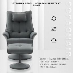 Recliner Chair With Footstool Swivel Chair - Gray - thumbnail 2