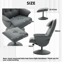 Recliner Chair With Footstool Swivel Chair - Gray - thumbnail 9