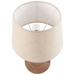 Beliani Mango Wood Table Lamp With Dark Brown Base And Beige Linen Shade, 54 Cm Height - thumbnail 3