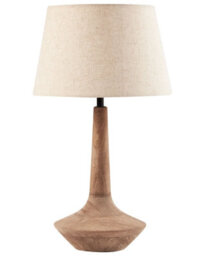 Beliani Mango Wood Table Lamp With Dark Brown Base And Beige Linen Shade, 54 Cm Height - thumbnail 2