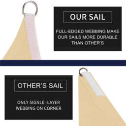Introll Premium Int 185Gsm 600Gram Sun Shade Sail - Water Proof - Beige - 5X5 Square - thumbnail 5