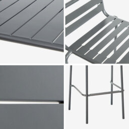 Sweeek - Garden High Table With 4 Steel Bar Stools Anthracite 120X70X95 Cm - Amelia - thumbnail 5