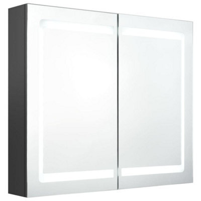 Berkfield Stylish Led Bathroom Mirror Cabinet Grey 80X12X68 Cm - image 1