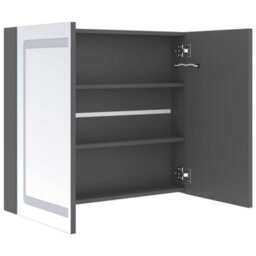 Berkfield Stylish Led Bathroom Mirror Cabinet Grey 80X12X68 Cm - thumbnail 5
