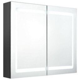 Berkfield Stylish Led Bathroom Mirror Cabinet Grey 80X12X68 Cm - thumbnail 1