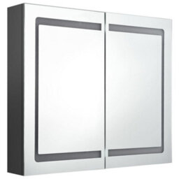 Berkfield Stylish Led Bathroom Mirror Cabinet Grey 80X12X68 Cm - thumbnail 3