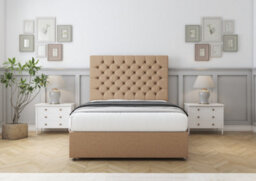 "Comfort Winslow Latte Tweed Divan Bed Base 2 Drawers Foot-End - 26"" Strutted  6' Super King" - thumbnail 1
