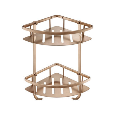 FNX Bathrooms Brushed Bronze Double Shower Corner Caddy Basket - image 1
