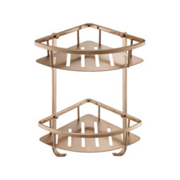 FNX Bathrooms Brushed Bronze Double Shower Corner Caddy Basket - thumbnail 1