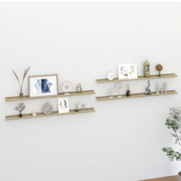 Berkfield Wall Shelves 4 Pcs White And Sonoma Oak 115X9X3 Cm - thumbnail 1