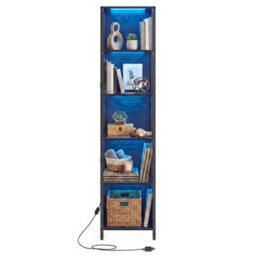 Ledrem 6-Tier Led Bookcase, Tall Shelf Unit, Display Shelves, 40 X 30.3 X 178 Cm, Black - thumbnail 3