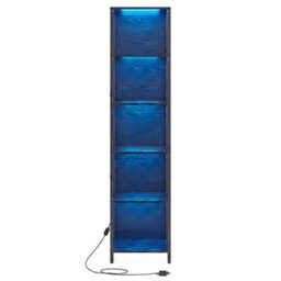 Ledrem 6-Tier Led Bookcase, Tall Shelf Unit, Display Shelves, 40 X 30.3 X 178 Cm, Black - thumbnail 2