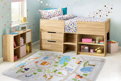 RugsX Bambino 50230 Washing Carpet Zoo, Streets For Children Anti-Slip - Beige Green 80X150 Cm - image 1