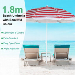 Red Garden Beach Patio Tilt Umbrella Parasol - thumbnail 3