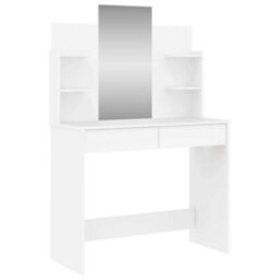 Berkfield Elegant Dressing Table With Mirror White 96X39X142 Cm