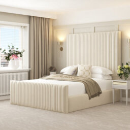 Bed Choices Plush Velvet Aspire Bed Frame With Headboard And Mattress - Double (Beige) - thumbnail 1