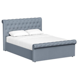 Fwstyle Abbey Double Bed Frame Steel Grey Side Lift Ottoman Scroll Buttoned - thumbnail 3