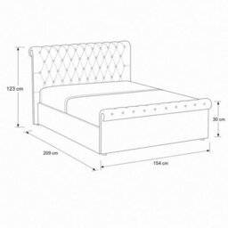 Fwstyle Abbey Double Bed Frame Steel Grey Side Lift Ottoman Scroll Buttoned - thumbnail 5