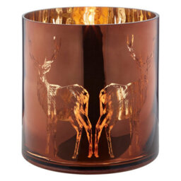 Orsina Large Brown Stag Candle Holder, Brown Glass Construction Candle Holder, Stag Motif With Attractive Details - thumbnail 2