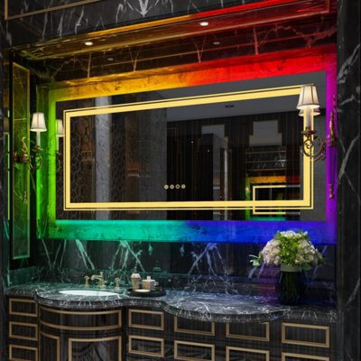 Luvodi 1200X800mm Led Bathroom Vanity Mirror Dimmable Anti-Fog Rgb Backlit+Front Lighted - image 1