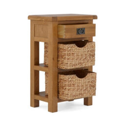 Zelah Oak Telephone Table With Baskets - Fully Assembled By Roseland Furniture - thumbnail 2