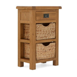 Zelah Oak Telephone Table With Baskets - Fully Assembled By Roseland Furniture