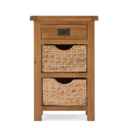 Zelah Oak Telephone Table With Baskets - Fully Assembled By Roseland Furniture - thumbnail 3