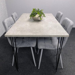 Kosy Koala Dining Table With 4 Chairs Modern Grey Dining Table Set With 4 Grey Velvet Chairs Dining Room Furniture - thumbnail 2