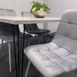 Kosy Koala Dining Table With 4 Chairs Modern Grey Dining Table Set With 4 Grey Velvet Chairs Dining Room Furniture - thumbnail 8