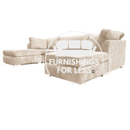 Furnishings For Less UK Bishop Cream U Shaped Soft Fabric Jumbo Cord Detachable 5 Seater Large Sofa - thumbnail 3
