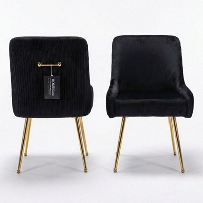 Home Luxe Interiors Set Of 2 Marco Dining Chair Brushed Velvet Black - image 1