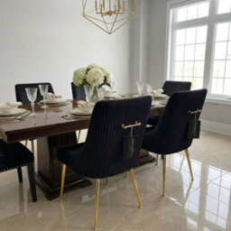 Home Luxe Interiors Set Of 2 Marco Dining Chair Brushed Velvet Black - thumbnail 3