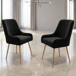 Home Luxe Interiors Set Of 2 Marco Dining Chair Brushed Velvet Black - thumbnail 4