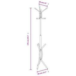 Vidaxl Coat Stand Black 176 Cm Powder-Coated Iron - thumbnail 3