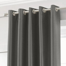 Intimates Silk Effect Energy Saving Lined Ring Top Curtains - Charcoal